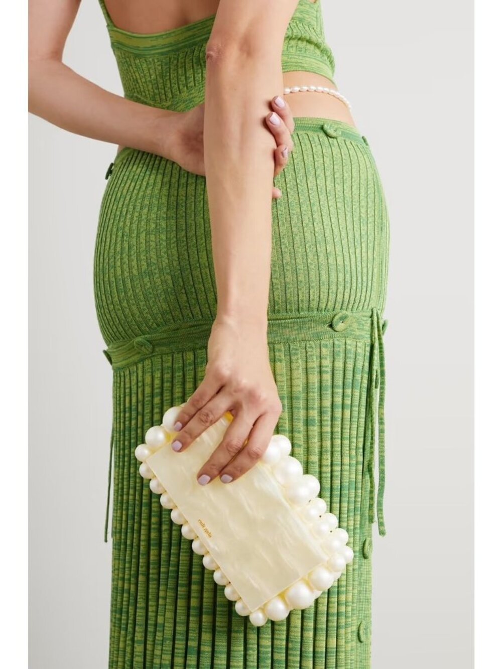 Cult Gaia Eos Beaded Acrylic Box Clutch in Pearl With Box Womens Ball Bag - Picture 13 of 16